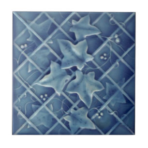 Carreau Ivy Trellis Blue Majolica Faux Secours Reproductio
