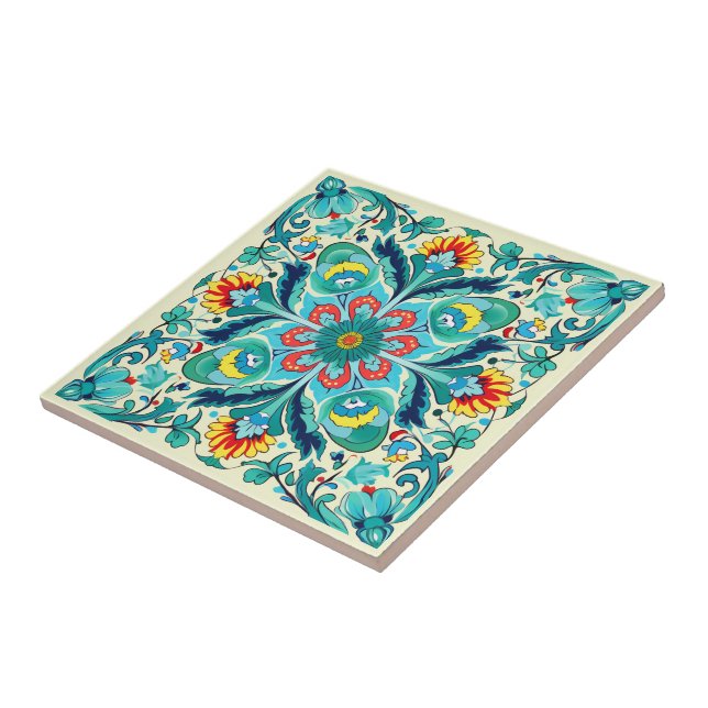 Carreau Iznik rêve turquoise (Côté)