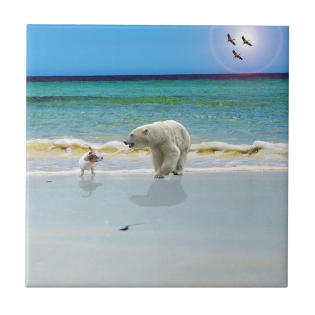 Carreau Jack Russell Rencontrez Ours Polaire, Carrelage En (Devant)