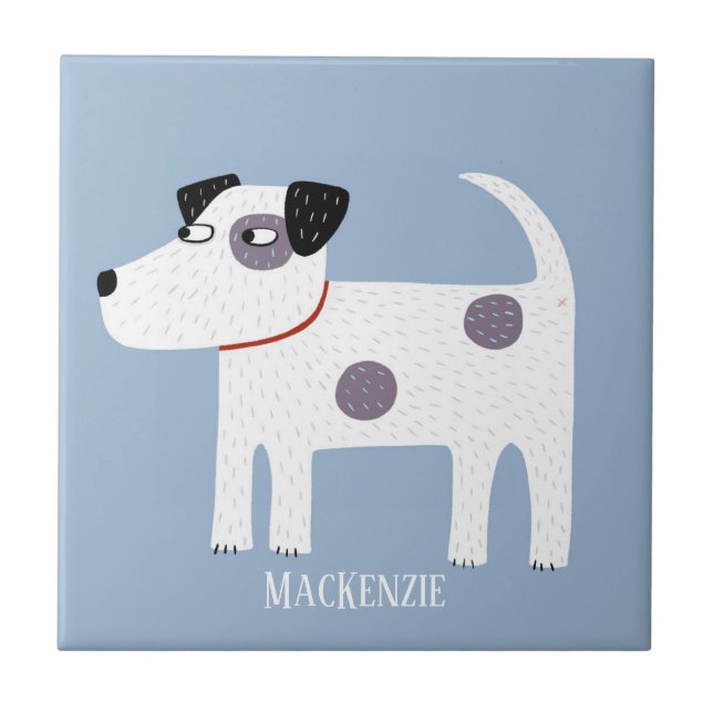 Carreau Jack Russell Terrier Chien Nom Personnalisé (Devant)