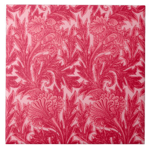 Carreau Jacobean Flower Damask, Fuchsia et rose clair