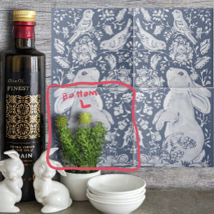Carreau Jacobean Rabbit Birds Denim Bleu Blanc Bleu Bas L