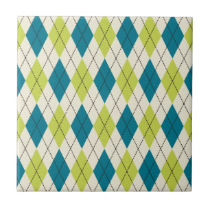 Carreau Jacquard Bleu Et Vert
