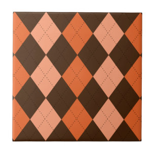 Carreau Jacquard d'automne rétro orange et Brown