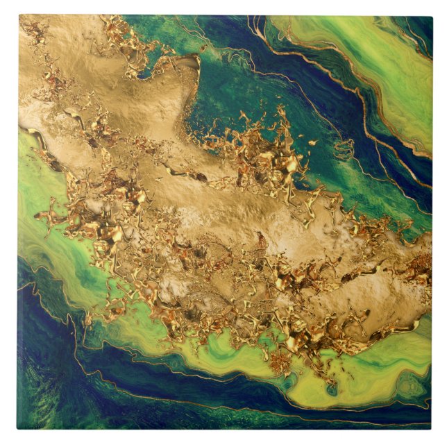 Carreau Jade Green and Bronze Gold Abstract (Devant)