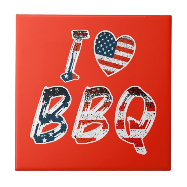 Carreau J'adore le barbecue, patriotique américain (Devant)