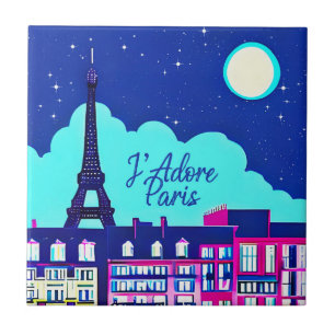 Carreau J'adore Paris - Imaginaire Paris sous une Pleine l