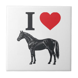Carreau J'aime les chevaux vintage gravure conception de t