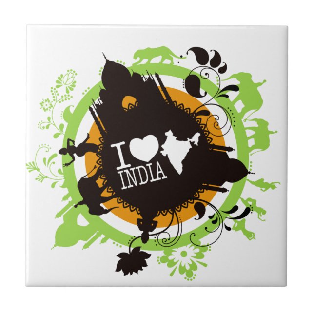 Carreau J'aime l'Inde (Devant)