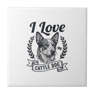 Carreau J'aime mon chien de troupeau gravure vintage Desig