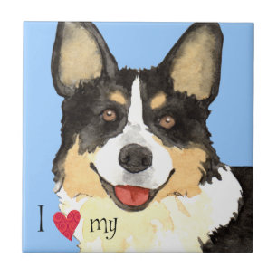 Carreau J'aime mon Corgi gallois de Cardigan
