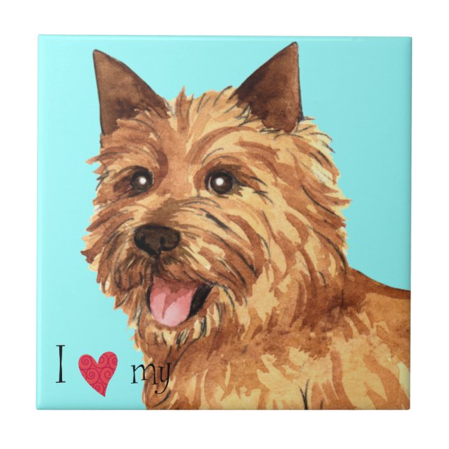 Carreau J'aime mon Norwich Terrier (Devant)