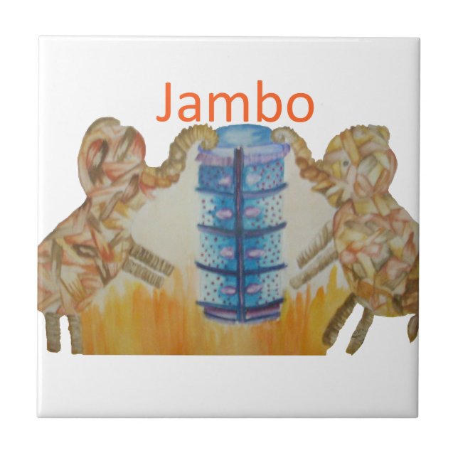 Carreau Jambo Jumbo African Kids Elephants Art Imprimer (Devant)