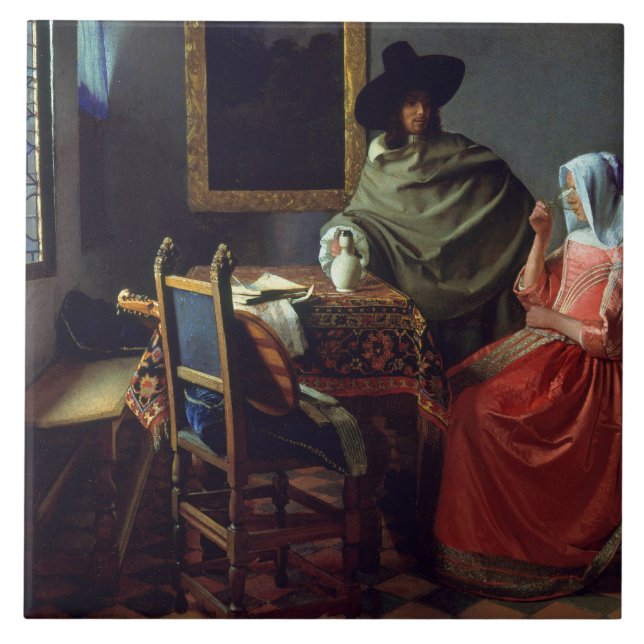 Carreau Jan Vermeer - Le verre de vin (Devant)