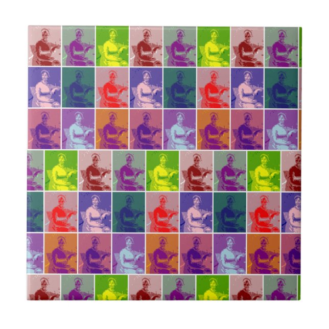 Carreau Jane Austen Colorful Pop Art  (Devant)