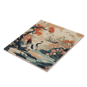 Carreau Japon traditionnel Kutani Art ornemental 15