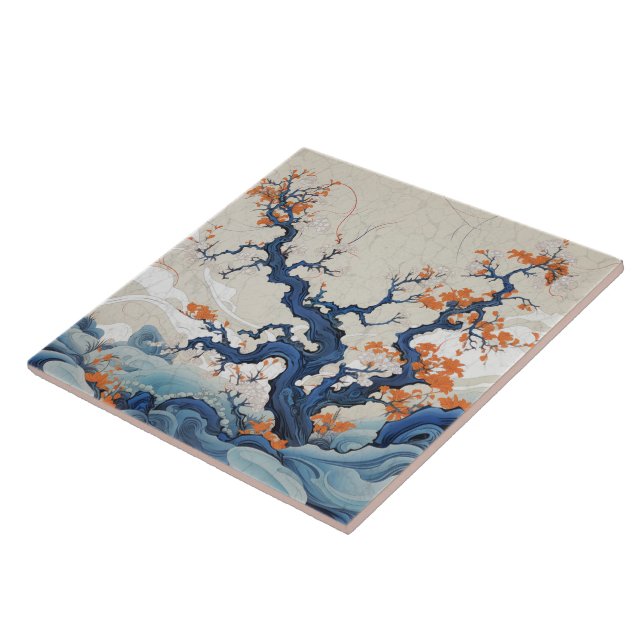 Carreau Japon traditionnel Kutani Art ornemental 18 (Côté)
