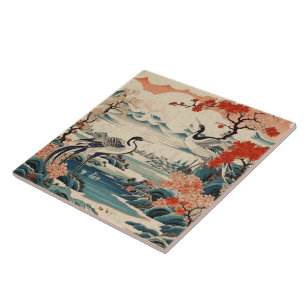 Carreau Japon traditionnel Kutani Art ornemental 19