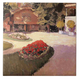 Carreau Jardin à Yerres, peinture d'art fin,