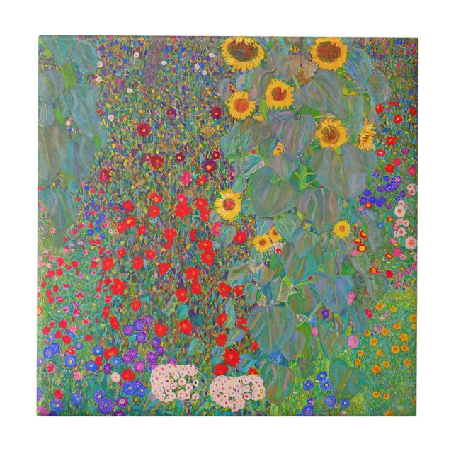 Carreau Jardin agricole de Gustav Klimt avec tournesols (Devant)
