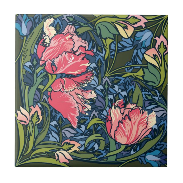 Carreau Jardin Art Nouveau Tulip Coloré (Devant)