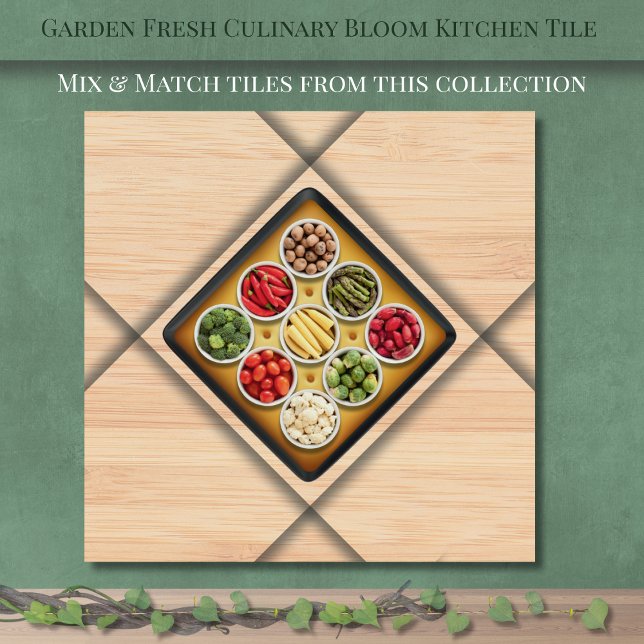 Carreau Jardin Cuisine Fleur Cuisine Cuisine Carrelage cér (Garden Fresh Culinary Bloom Kitchen Ceramic Tile )