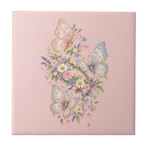 Carreau Jardin d'anniversaire papillon pastel