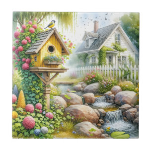 Carreau Jardin de cottage fantaisiste Niche à oiseaux Ruis