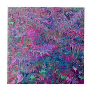Carreau Jardin de feuillage aux couleurs arc-en-ciel psych