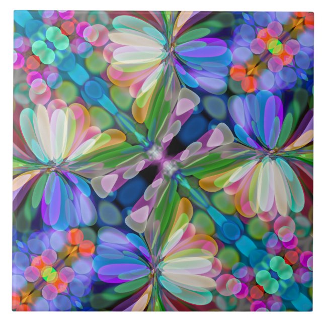 Carreau Jardin de Fleur sauvage de libellules Abstrait Flo (Devant)