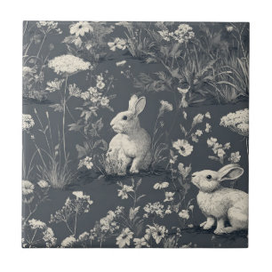 Carreau Jardin de lapins motif toile de Jouy botanique noi
