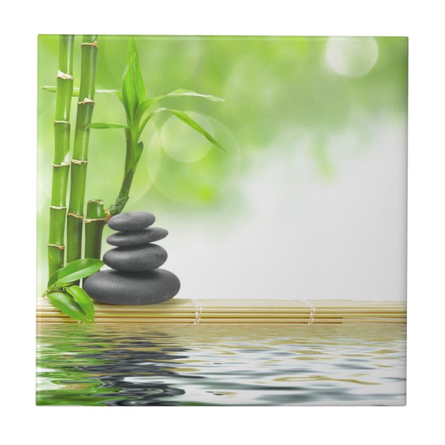 Carreau Jardin d'eau paisible Zen par l'amour guérisseur (Devant)