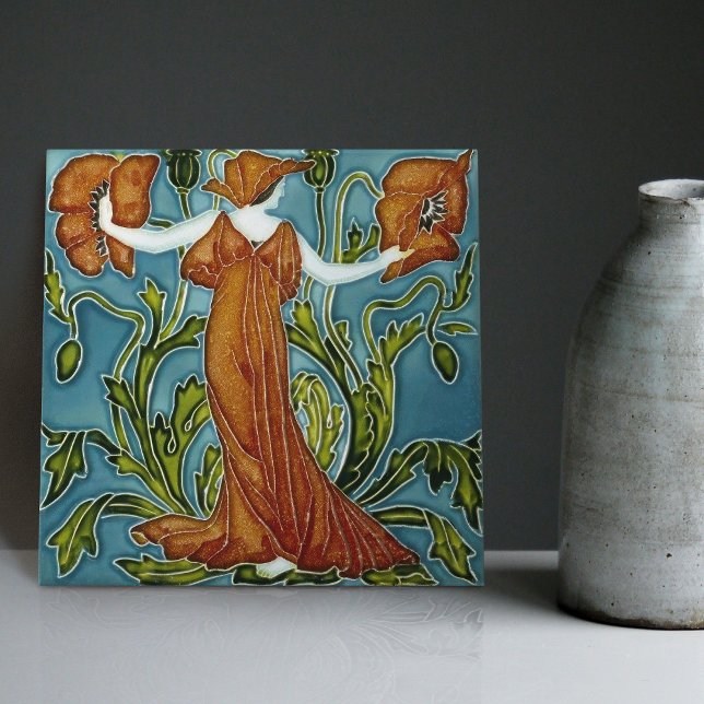 Carreau Jardin enchanté de Walter Crane Art Nouveau Floral (Créateur téléchargé)