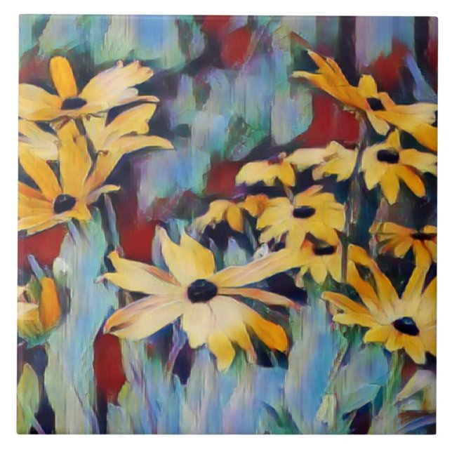 Carreau Jardin fleuri Abstrait Jaune Fleurs de marguerite (Devant)