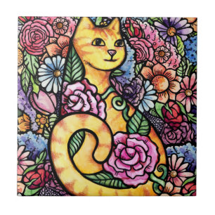 Carreau Jardin Orange Tabby Chat