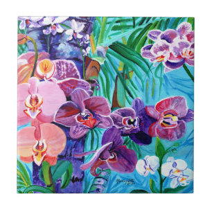 Carreau Jardin tropical d'orchidées de Kauai Hawaii