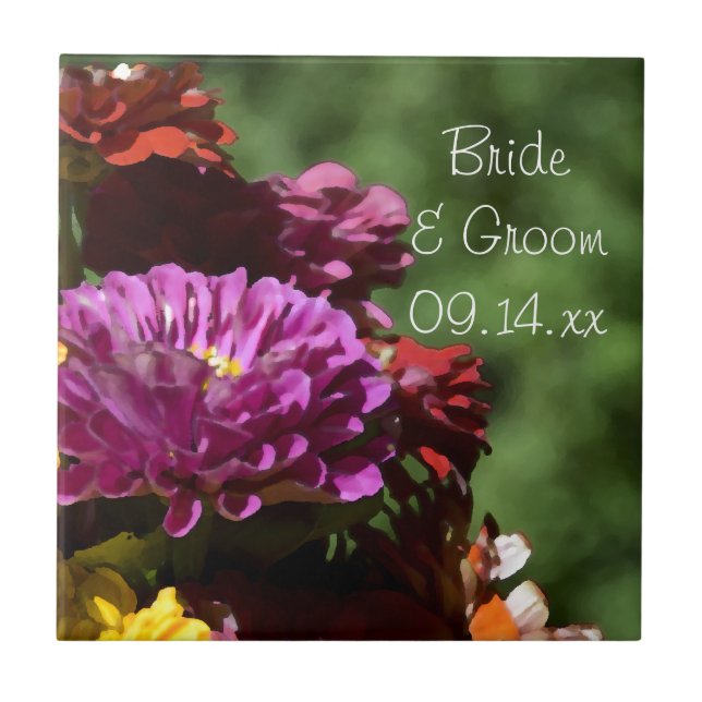 Carreau Jardin Zinnia Flowers Mariage (Devant)