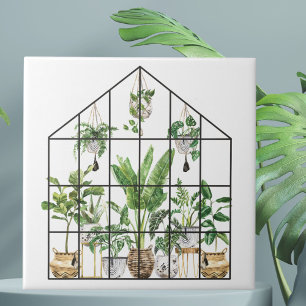 Carreau Jardinage de plantes vertes tropicales à l'aquarel