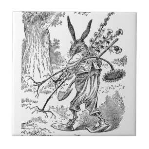 Carreau Jardinier de lapin avec la pelle et les plantes