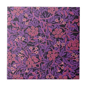 Carreau Jasmine vintage violet rose par William Morris