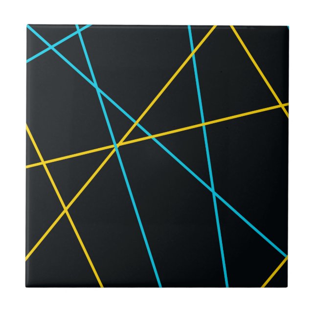 Carreau Jaune, Bleu, cool, tendance, urbain, lignes modern (Devant)