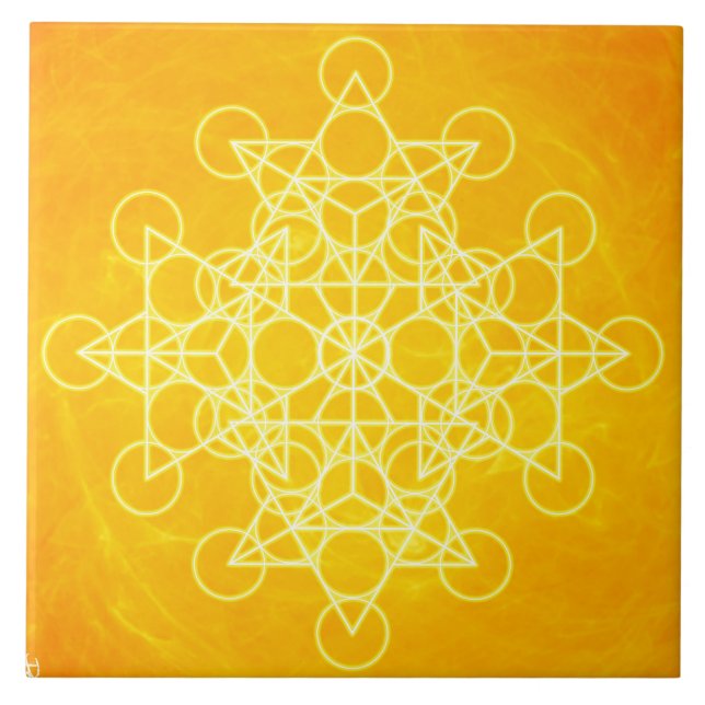 Carreau Jaune lumineux de la géométrie sacrée de mandala (Devant)