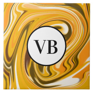 Carreau Jaune noir acrylique pour marbre ajouter nom monog