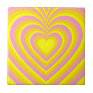 Carreau Jaune rose Hypnotique Motif d'amour du coeur