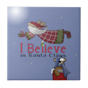 Carreau Je crois en Père Noël Gift Tile Trivet