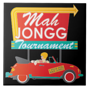 Carreau Je m'arrête pour le panneau rétro Mah Jongg