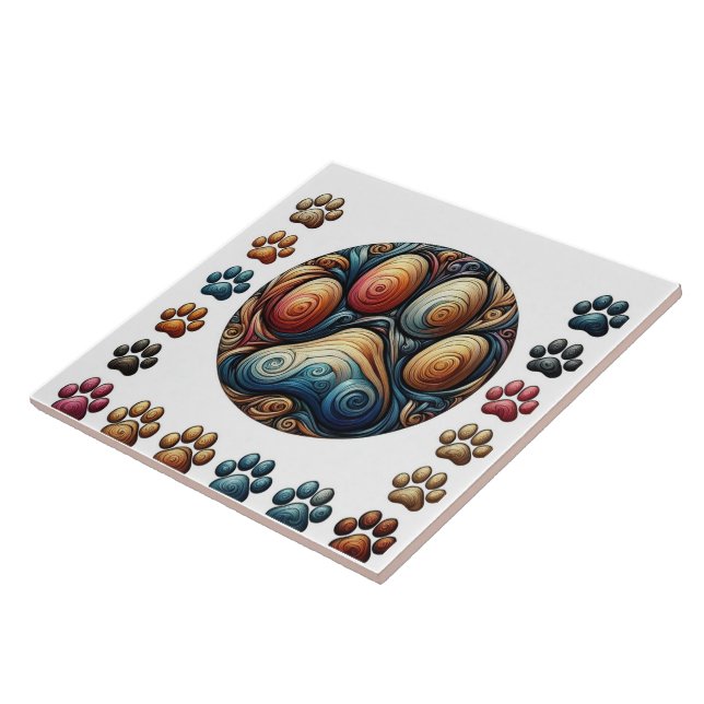 Carreau Je me demande qui a entouré l'empreinte de patte c (Côté)