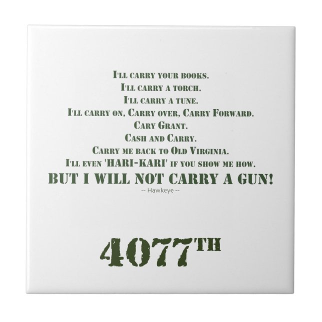 Carreau Je ne porterai pas de pistolet (Devant)