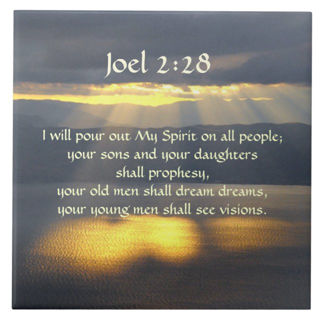 Carreau Je répandrai Mon Esprit Joel 2 28, Bible Verse (Devant)