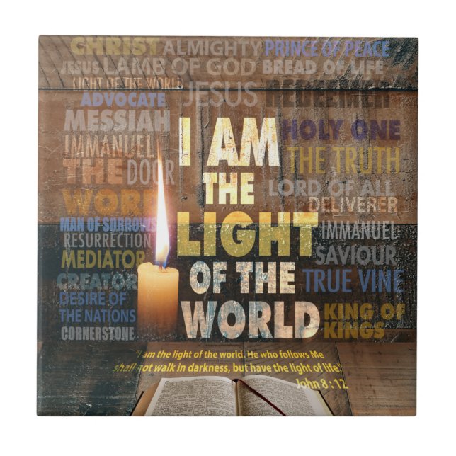 Carreau Je suis la Lumière du Monde - Jean 8:12 (Devant)